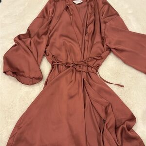 Target Rust Satin Wrap Robe with Tie Waist